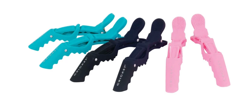 Cricket Rubberized Double-Jointed ProClips 6pc - Aqua/Black/Pink