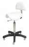 Stool - Saddle - With Back - Black Base- (White Upholstery)