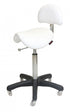 Stool - Saddle - With Back - Black Base- (White Upholstery)