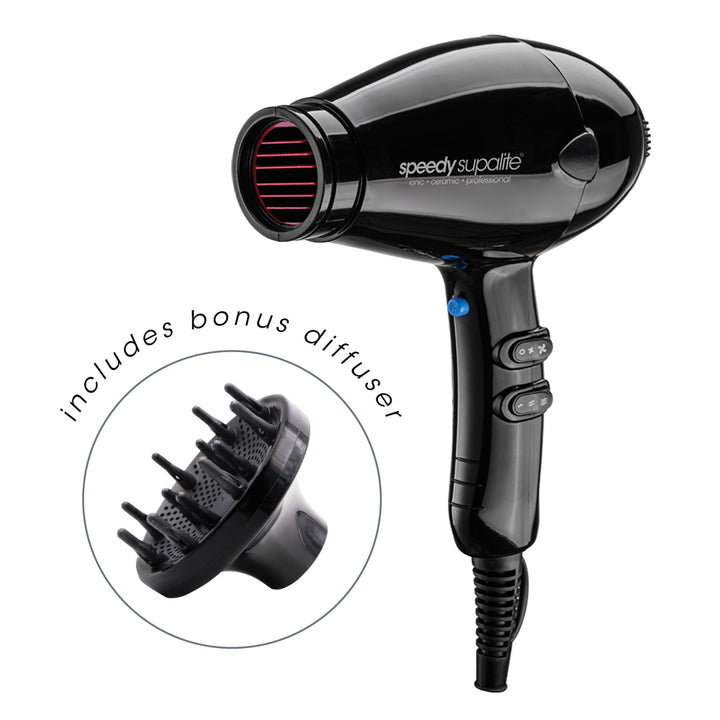 Speedy Supalite Ionic & Ceramic Professional Hairdryer - Black