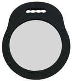 AMW MIRROR BLACK ROUND FOAM FRAME, WITH HANDLE, 22cm Diam Glass