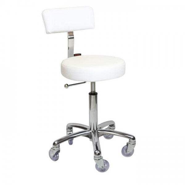 Stool - Sprint - Chrome Base - (White Upholstery)