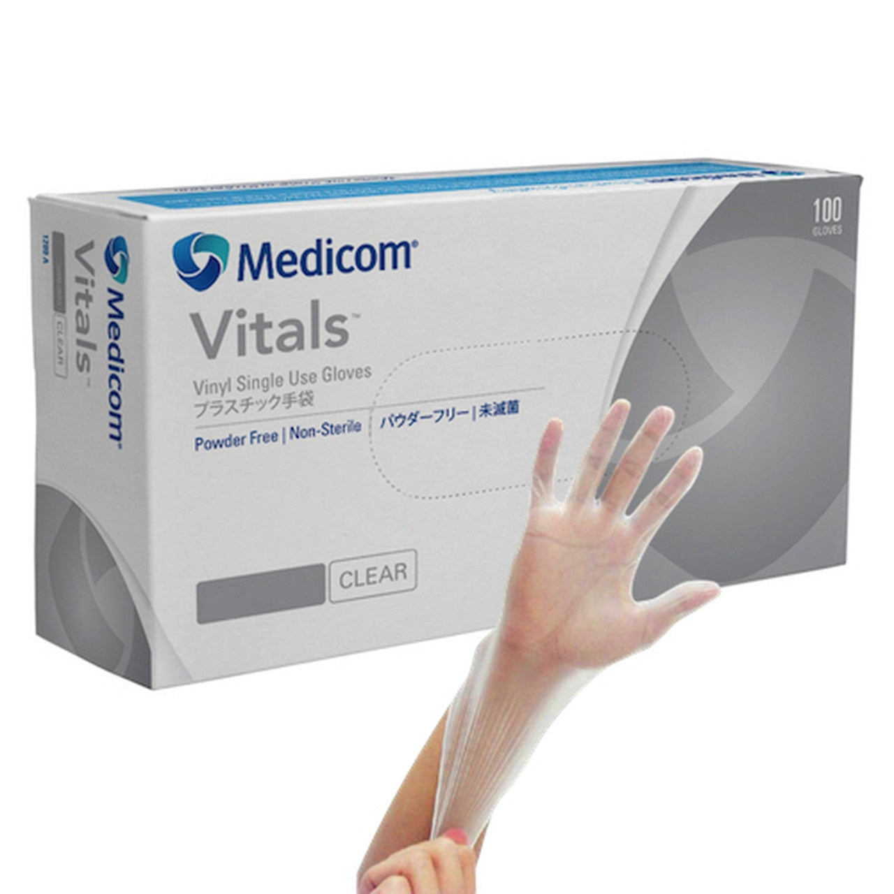 Medicom Vitals Vinyl PF Clear Glove - Medium 100pk [DEL]