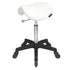 Saddle - No Back - Black Base - (White Upholstery) With CLICK'NCLEAN Castors