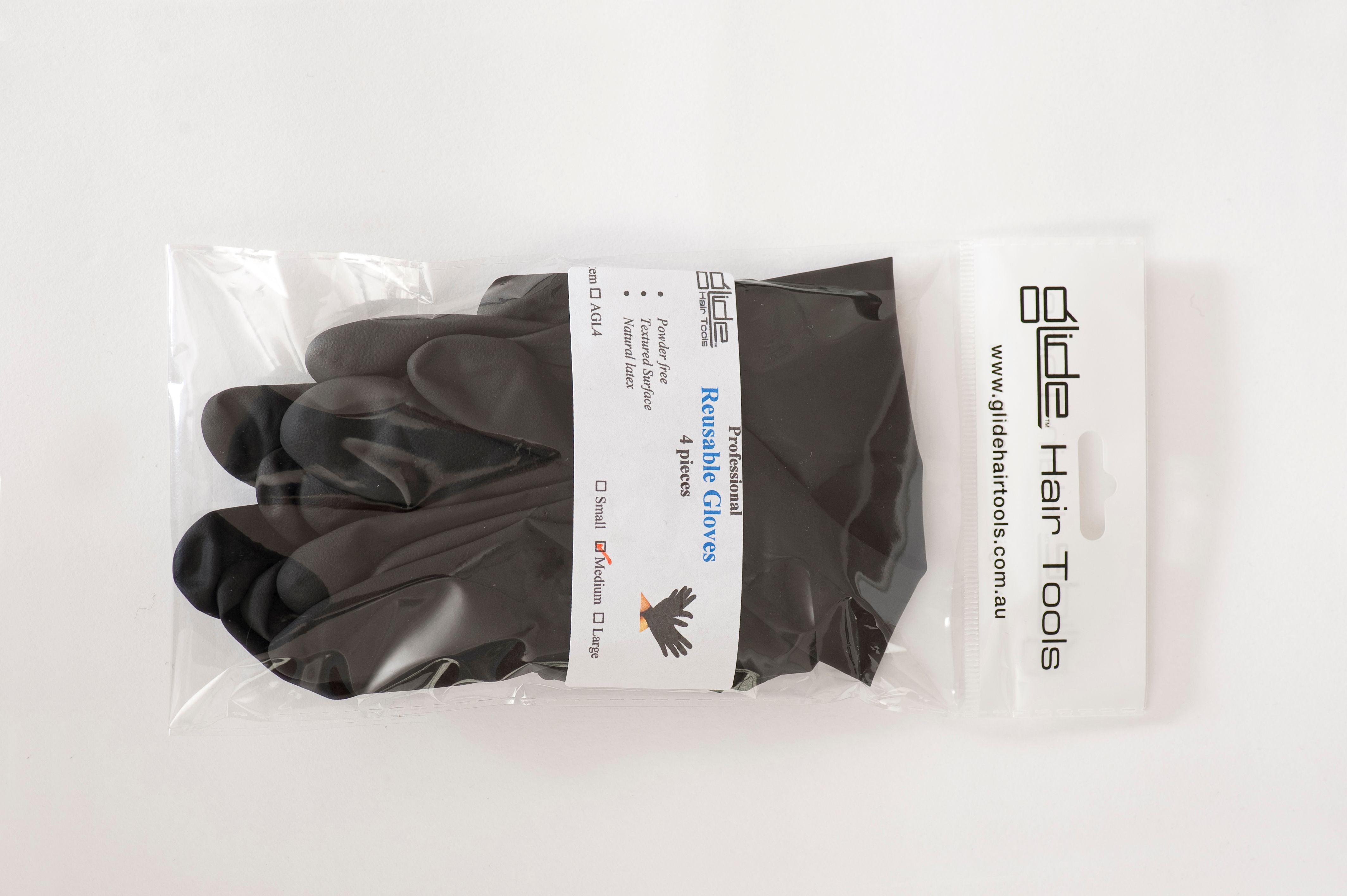 Glide 4 piece Latex Reusable Gloves - Medium