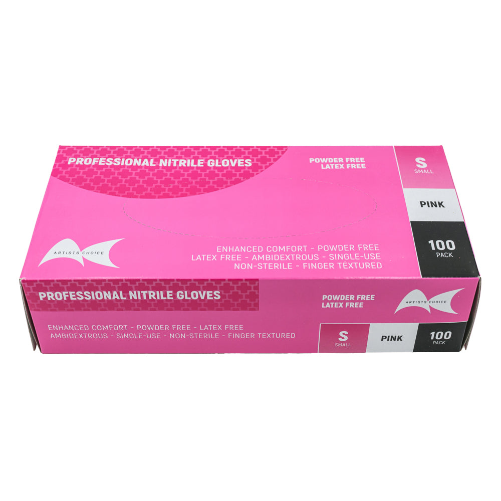 Artist Choice Pink Nitrile Gloves Powder Free - SMALL 3.5gm