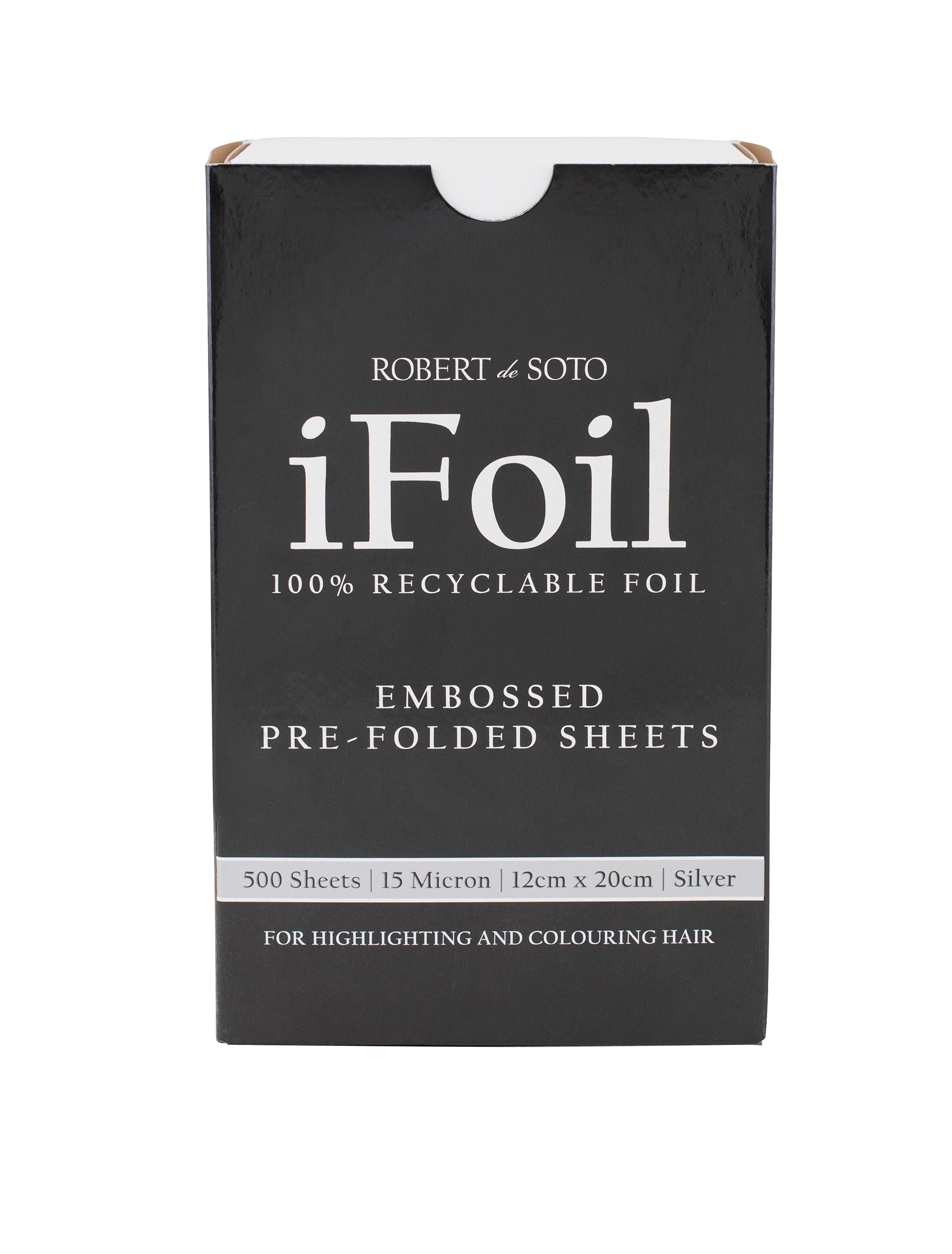 Robert DeSoto iFoil 15 Micron Embossed Pre Cut Foil 500 Sheets 120 x 200mm - Silver