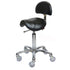 Stool - Saddle - With Back - Chrome - (Black Upholstery)